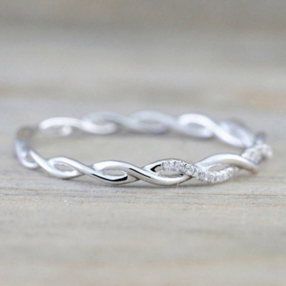 New Sterling Silver Twisted Eternity Band Ring - Picture 3 of 3